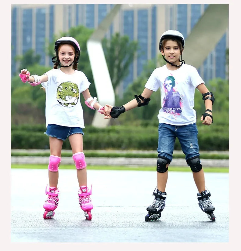 Skating shoes, children's flash straight row roller skating shoes, roller skating shoes, adjustable for both men and women