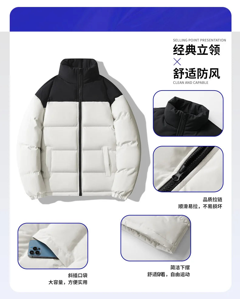 High End Clothing Men Padding Winter Brand Patchwork Designer Cotton Padded Oversized Jackets Male Windproof Coat Parka Overcoat