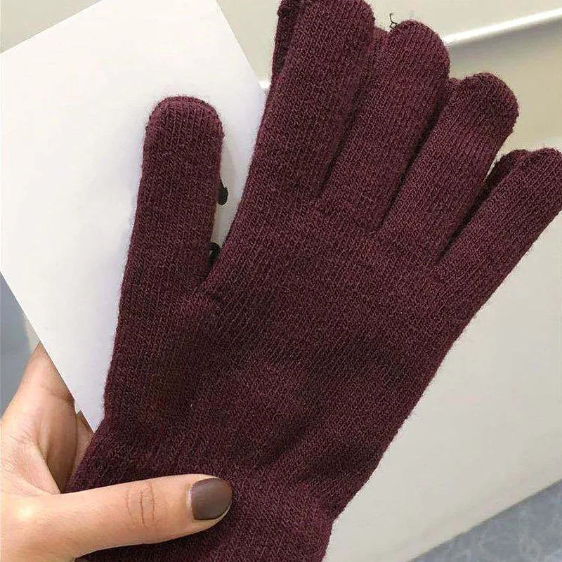 Women Knitted Gloves Autumn Hand Warmer Winter Thicken Full Finger Mittens Short Wrist Warm Gloves Unisex Outdoor Gloves