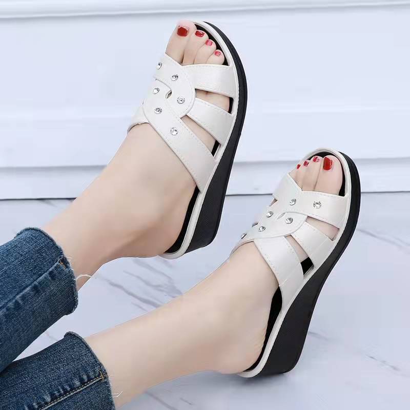 Shoes for Women Summer Women High Heel Slippers Thick Bottom Fashion Home Non-slip Mother Shoes Women Sandals Slippers Women