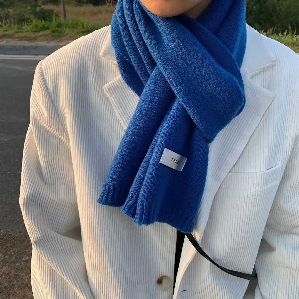 High Quality 100% Wool Scarf Men Women Winter Autumn Solid Color Couple Muffler Simple Warm Versatile Knitted Scarf Male Female