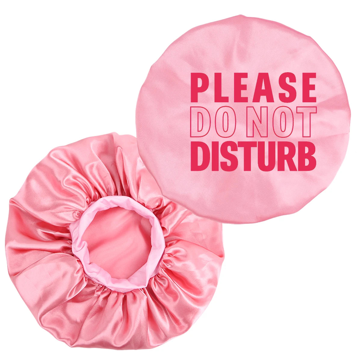 1pc Women's Satin Sleep Cap with Funny Words Print, Elastic Wide Brim Soft Bonnet for Sleeping and Daily Use, Protects Wig & Hai