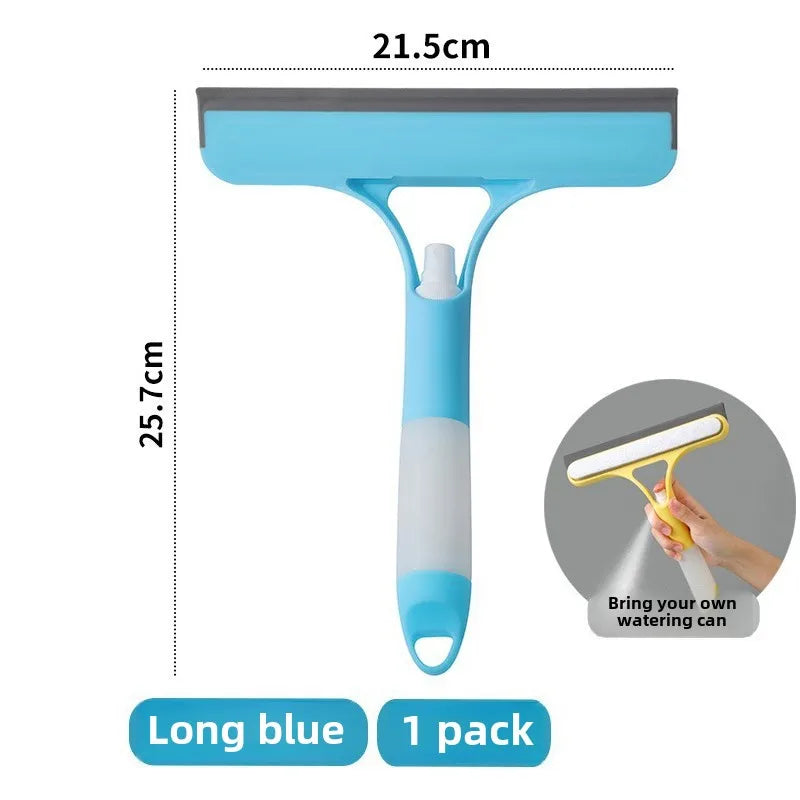 Three-in-one glass wiper with spray bottle, double-sided mirror, non-detachable wiper blade, baffle care set