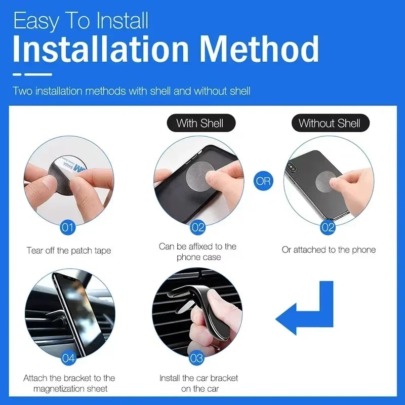 360° Metal Magnet Phone Stand Car Phone Holder Metal Holder Air Vent Clip For Hyundai Equus anti slip holder Auto Accessories