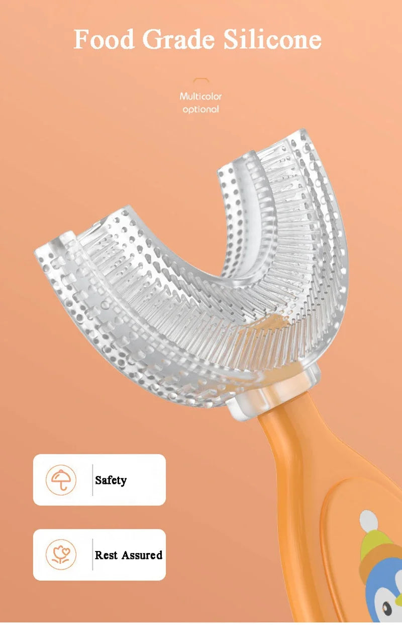 360 Degree U-Shaped Kids Toothbrush Soft Silicone Bristles Waterproof Oral Care Teeth Whitening Children's Health Brush