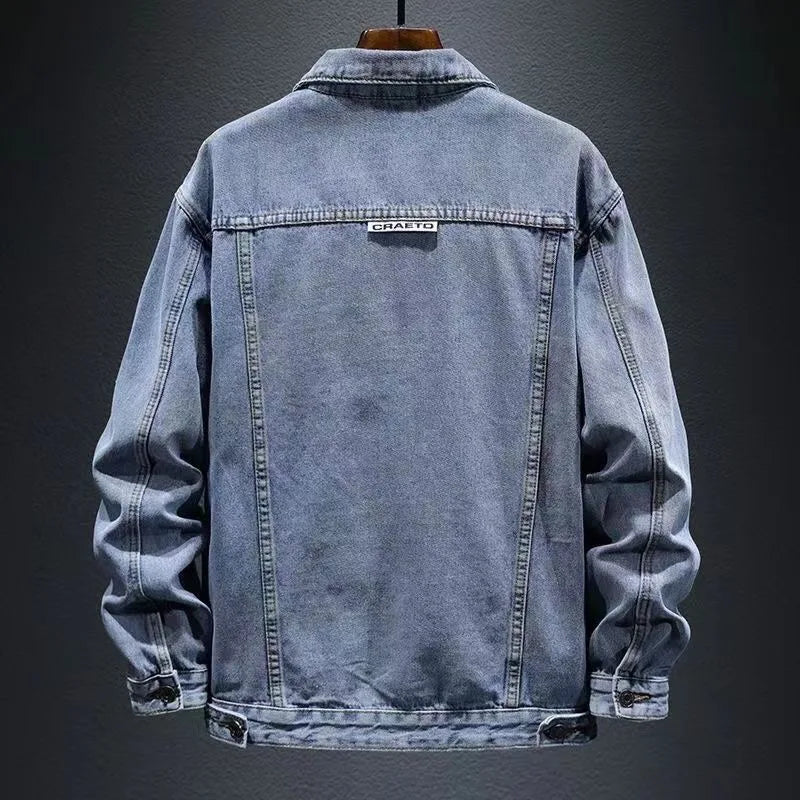 Sli American Retro Workwear Denim Jaet Men Trendy Loose Versatile Jaet Men Spring Autumn Loose Fit Youthful Energy