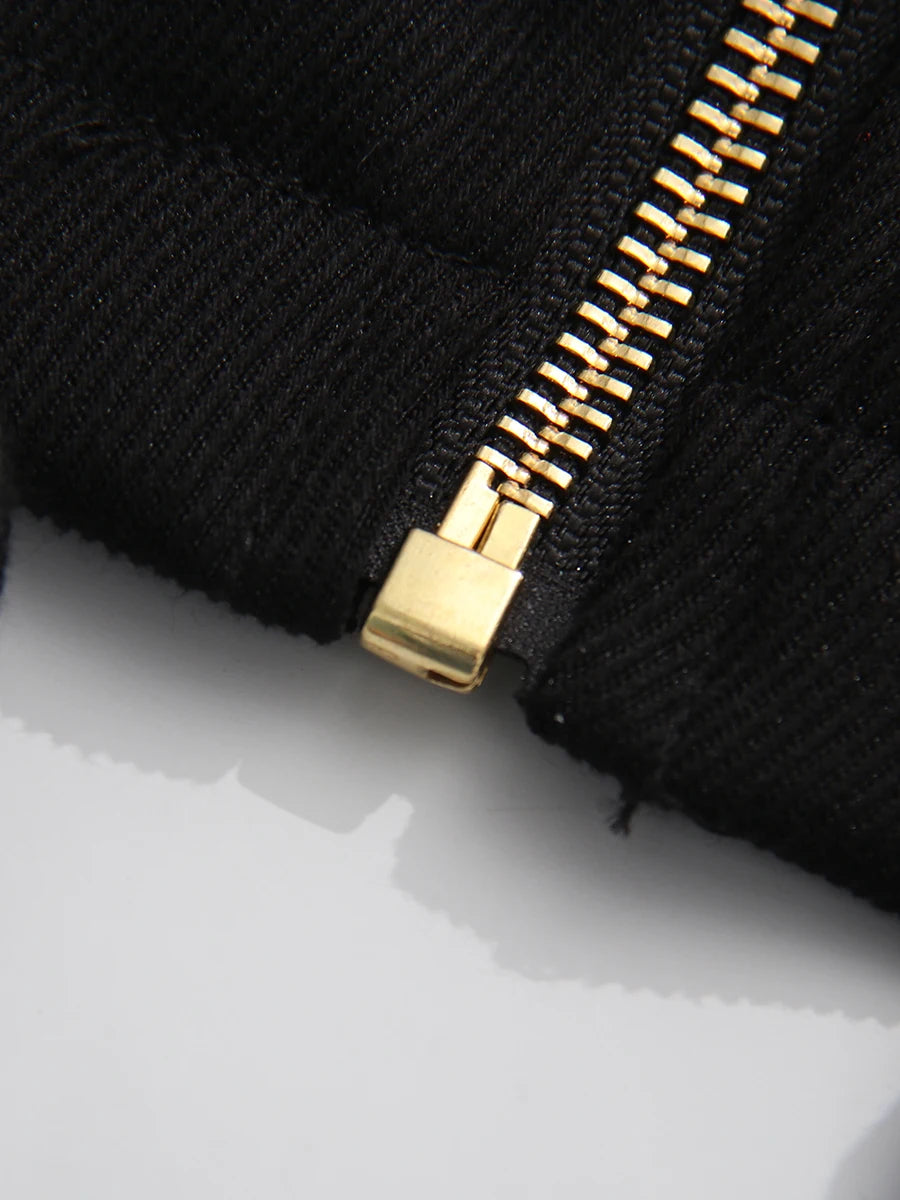 TWOTWINSTYLE Solid Loose Spliced Zipper Fashion Jackets for Women Lapel Long Sleeves Patchwork Lace Up Casual Jacket Female New