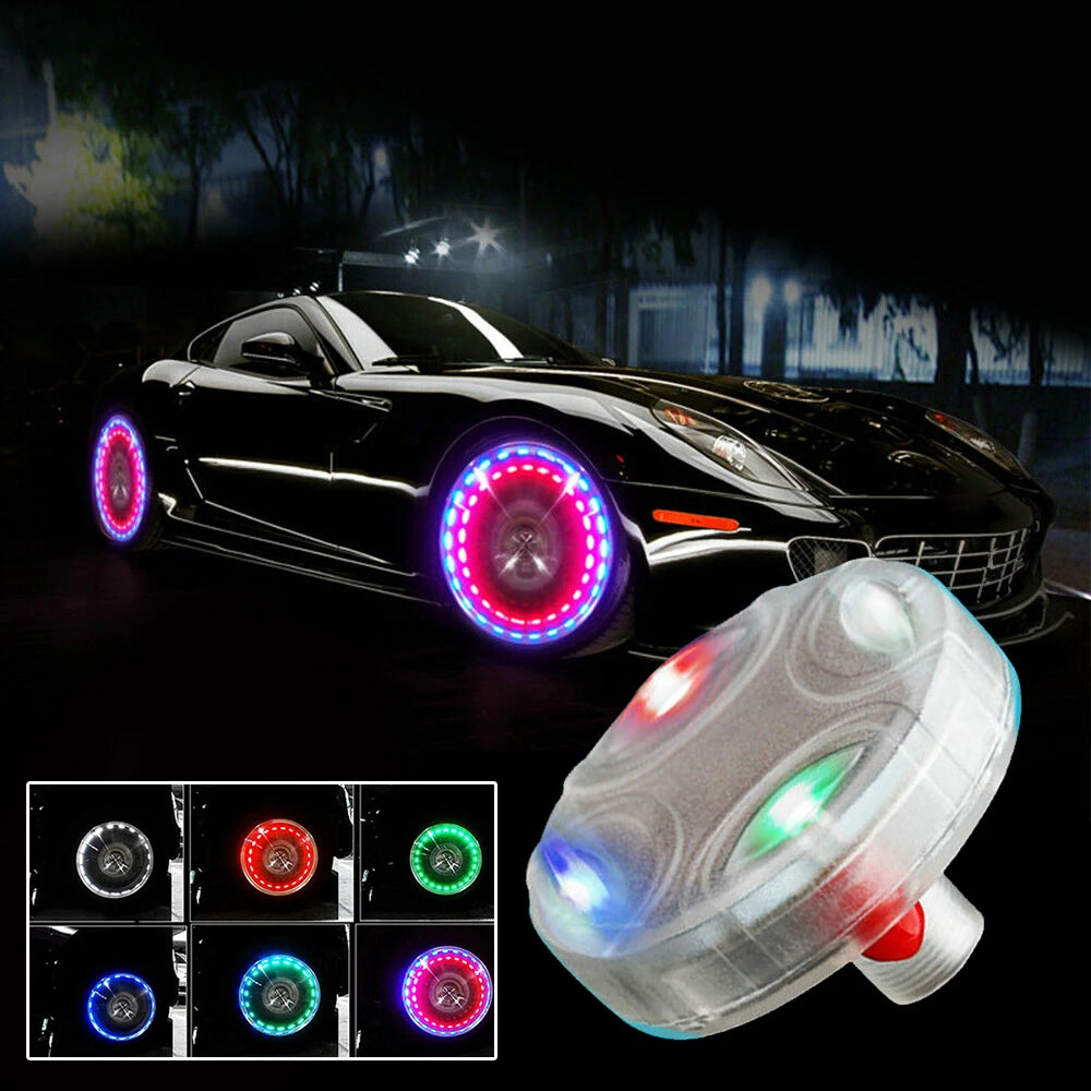 4 Modes 12 LED RGB Car Auto Solar Energy Flash Wheel Tire Light Lamp Decor  Car Wheel Light Hub Bulb Tire Tyre Valve Cap Lamp