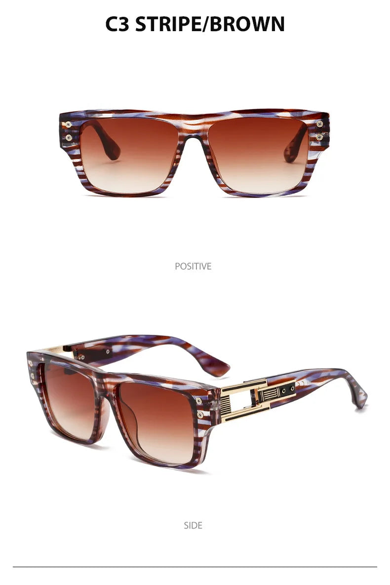 2025 New Square Retro Glasses Men Women Fashion Luxury Original Designer Sun Glasses Male Reflective Lens Gafas De Sol UV400