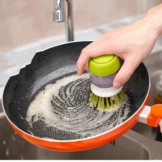 Automatic Liquid Dishwashing Brush Kitchen Household Dishwashing Brush Cleaning Kitchen Soap Dispenser Brush Gray/green