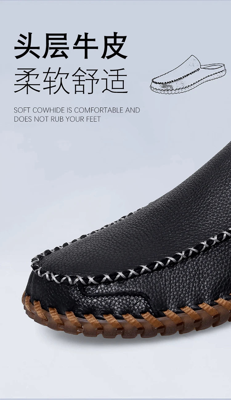 Plus Size 38-48 Handmade Mules Mens Backless Loafers Slippers Half Shoes For Men Slide Closed Toe Sandals Semi-Drag Casual Shoes