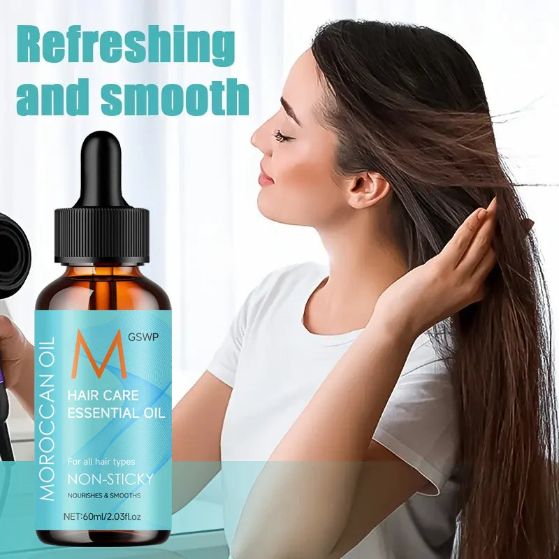 GSWP Moroccan Argan Oil Hair Oil deeply nourishes hair, leaving it smooth, shiny, and effectively tames frizz.60ml