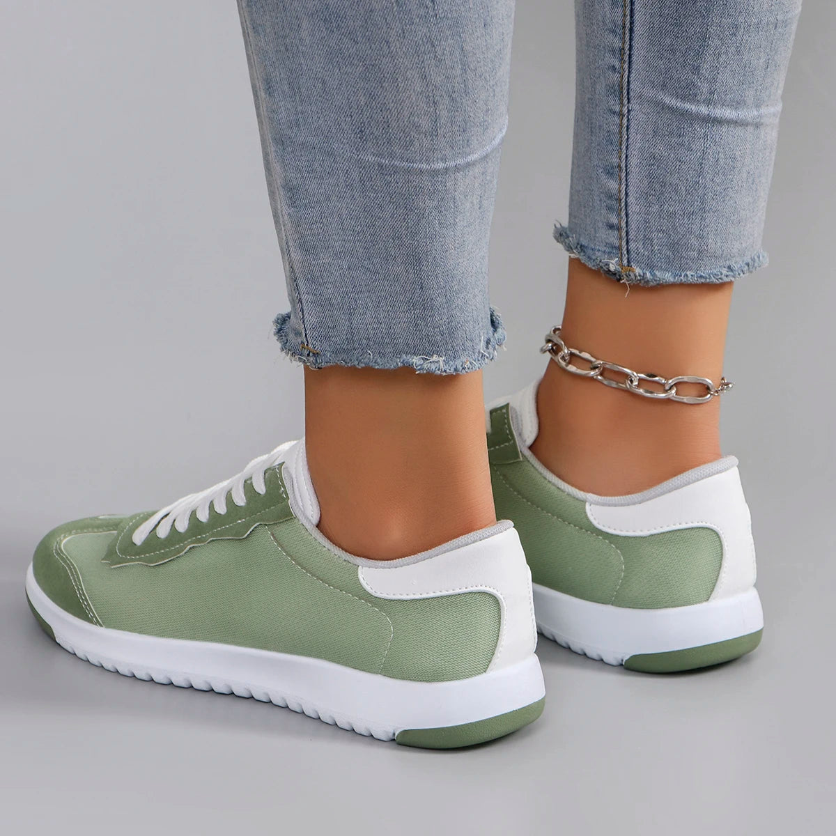 Spring new women's sports shoes, fashionable, breathable, lightweight, non-slip, wear-resistant, casual sports shoes, flat shoes