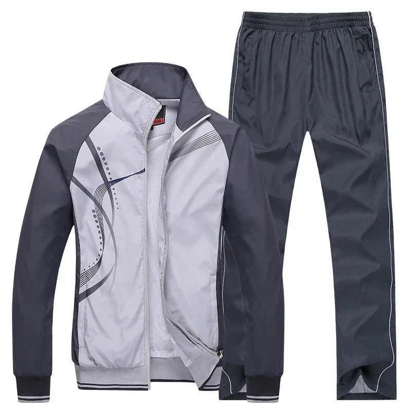 Men Tracksuit New Spring Autumn 2 Piece Sports Suit Jacket+Pant Sweatsuit Male Fashion Print Clothing Men's Sportswear Sets