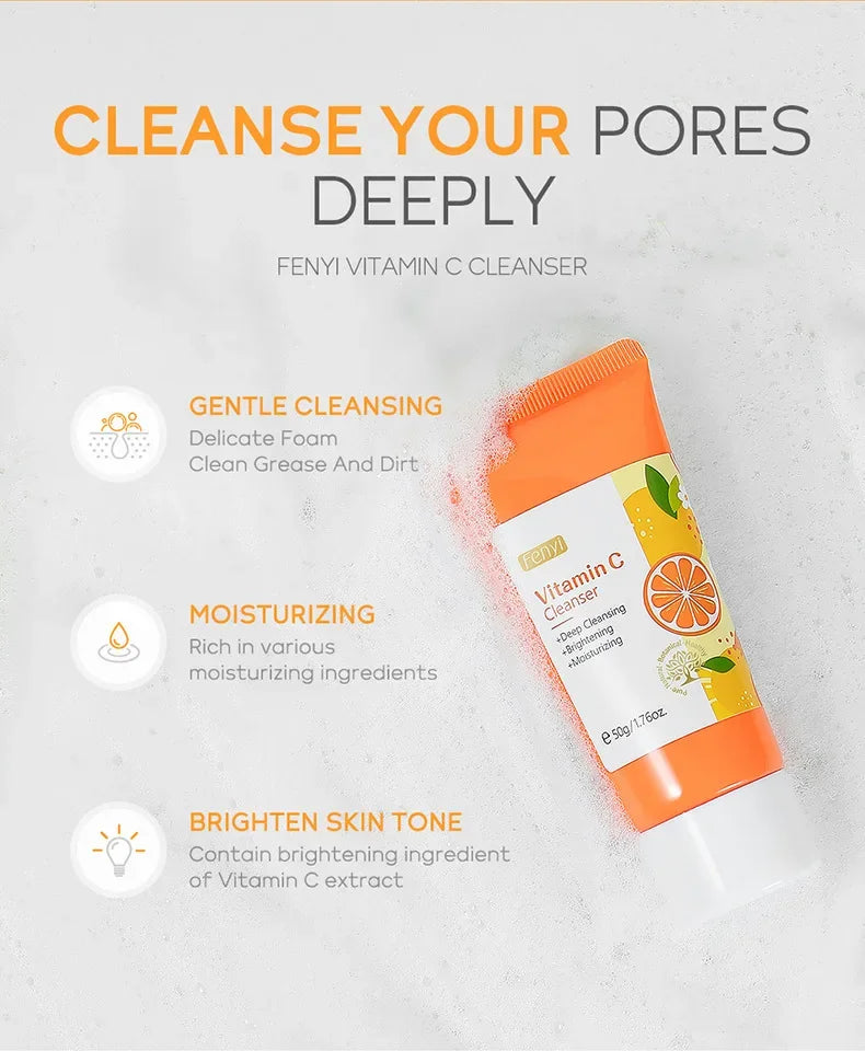 Japanese Cherry Blossom or Vitamin C Facial Cleanser Skin Cleansing Moisturizing  Blackhead Remove Skincare Face Wash Foam Face