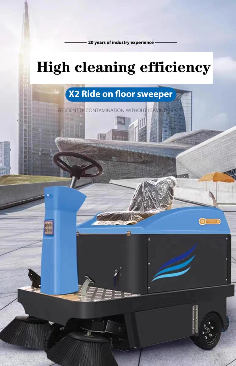 CleanHorse X2 Industrial Automatic Vacuum Drive Auto Floor Sweeper Machine Ride on Electric Street Road Sweeper