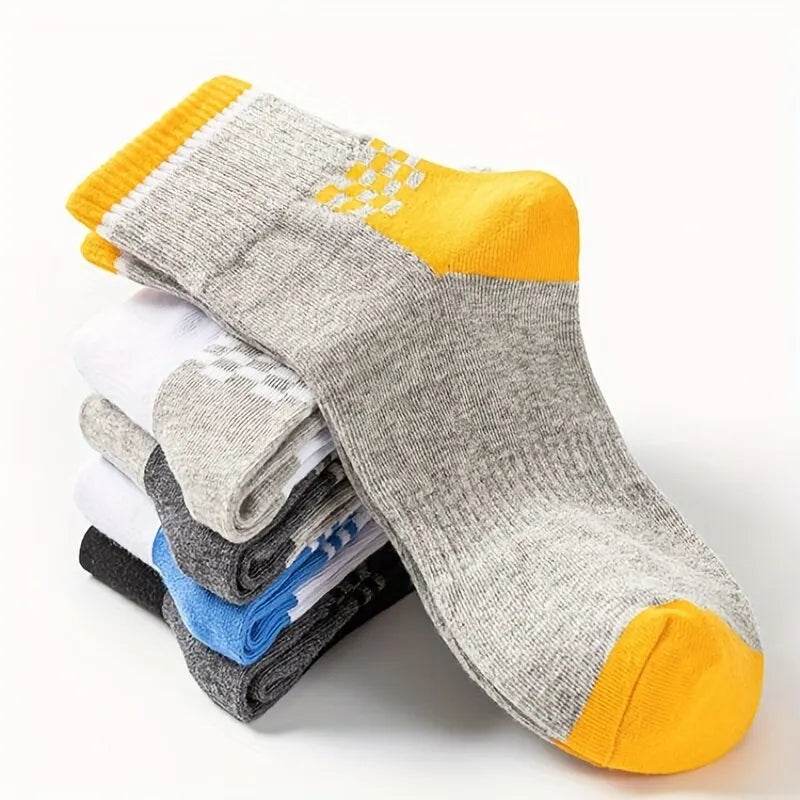 5pairs/set Men's Breathable Casual Sports Socks Quarter Socks For All Seasons