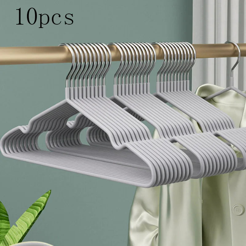 10pcs Non-Slip Coated Metal Suit Coat Hangers Heavy Duty Clothes Hangers Metal Shirt Jacket Hanger with Round Notches for Dress