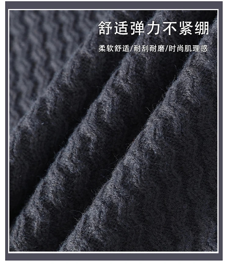 2024 Autumn Men's wool pullovers Men's Solid color high collar Sweater  mens thicken Warm Men Knitted Sweater full size M-4XL