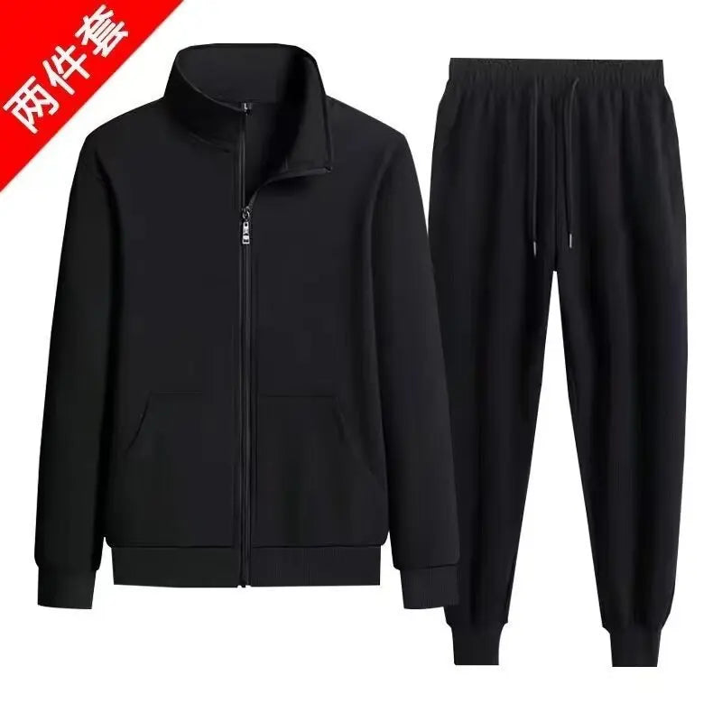 Men's Sportswear Hoodie Set Stylish Stand Collar Casual Outerwear Pants Autumn Winter Fashionable Polyester Blend Long Sleeve