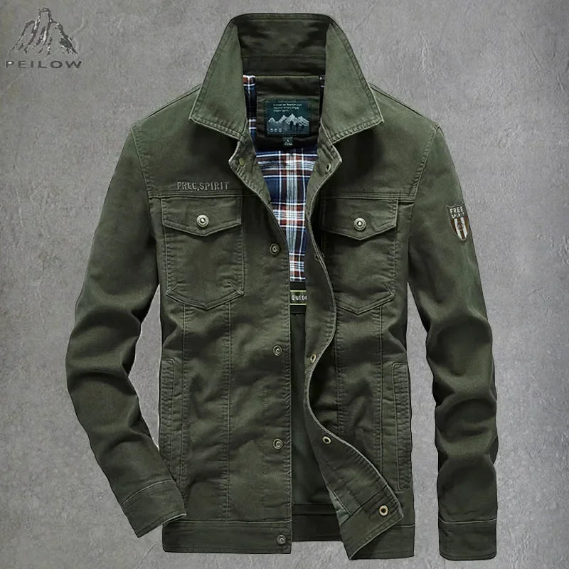 Men's Lightweight Cotton Military Jackets Spring Autumn Casual Multi-pocket Army Pilot Cargo Flight Bomber Jacket Men Clothing