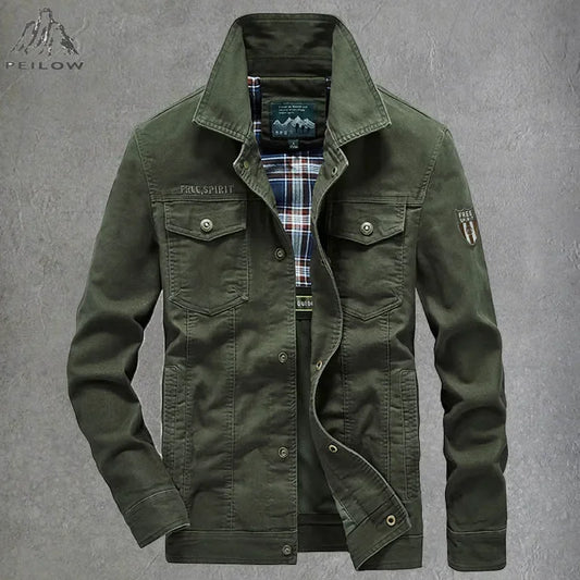 Men's Lightweight Cotton Military Jackets Spring Autumn Casual Multi-pocket Army Pilot Cargo Flight Bomber Jacket Men Clothing