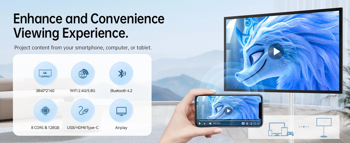 Portable TV 32 Inch Smart Touch, Rotating 2K LCD Screen with Built-in Cables, Android Operating System Stanbyme