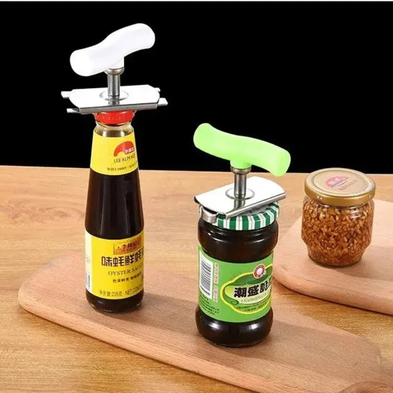 Stainless Steel Can Opener Labor-saving Unscrew Lid Multifunctional Opener Home Adjustable Rotating Bottle Opener Kitchen Tools