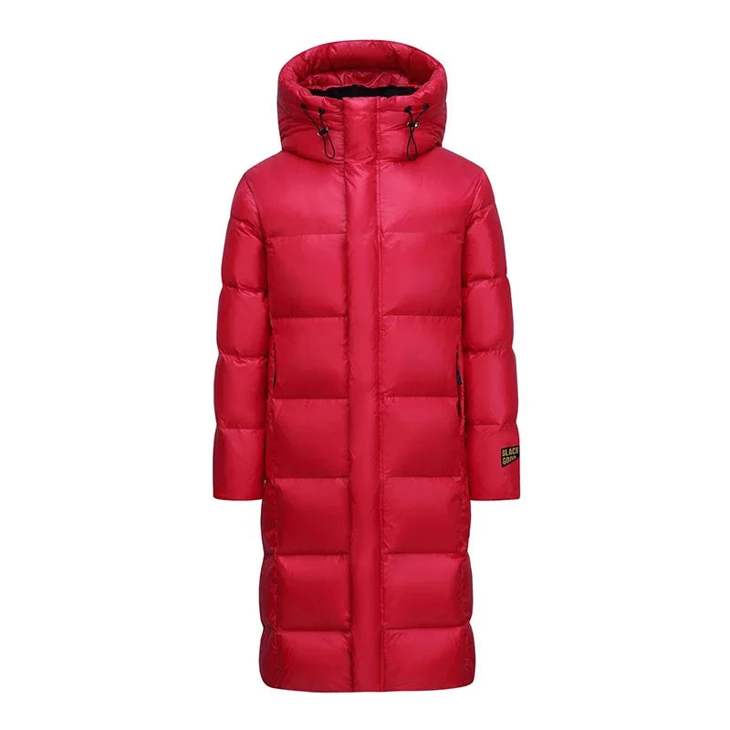 Winter 90%  White Goose Down Thick （Winter) Warm X-Long Men's Jackets 2025 New Arrivals Men Hooded Korean Down Parkas Coat