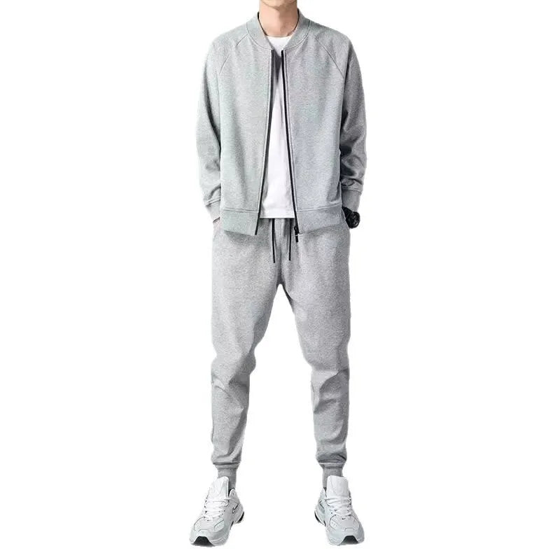 Men's Sportswear Hoodie Set Stylish Stand Collar Casual Outerwear Pants Autumn Winter Fashionable Polyester Blend Long Sleeve