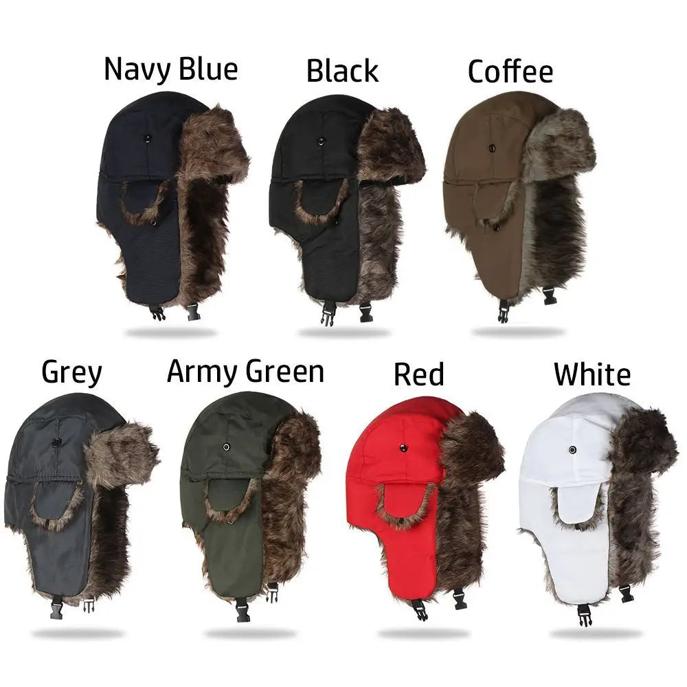 Warm Trapper Earflap Winter Cap Russian Ushanka Ski Hat Winter Hats
