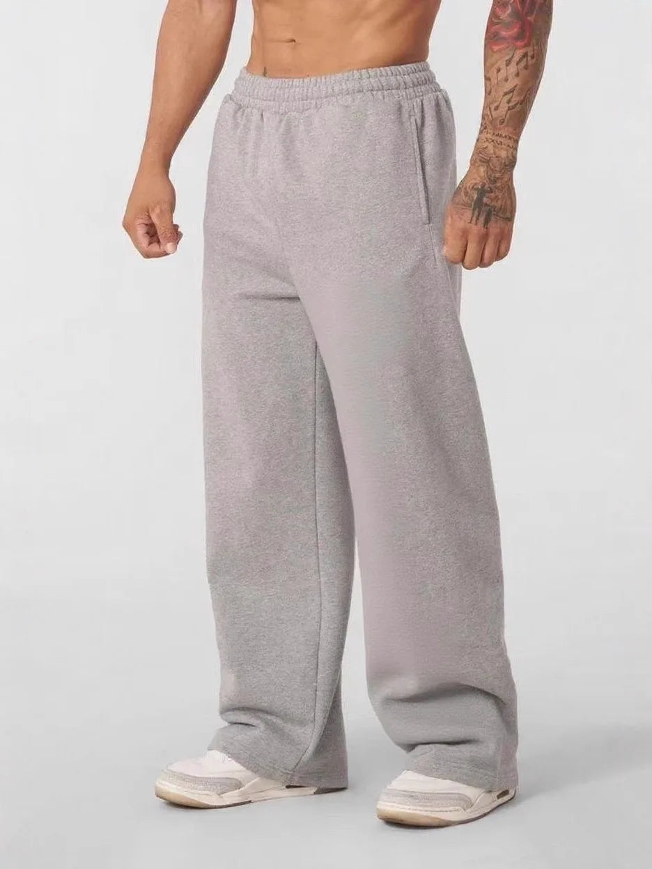 Men's Large Size Oversized Wide-Leg Sweatpants - Loose-Fit Trousers with Elastic Waist  Breathable Winter Pants