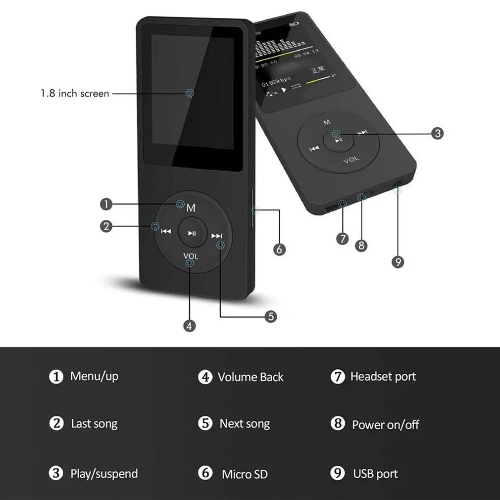 Portable MP3 Player With LCD Screen FM Radio Video Hifi MP4 Player Movies E-books Music Players Built-in Microphone Dropshipping