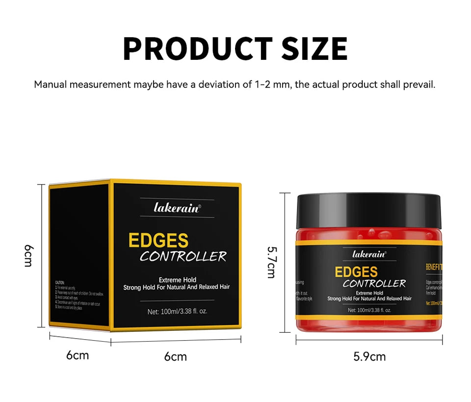 100ml/3.38 fl. oz. Edge Control Hair Gel Strong Hold Thick Edges Styling Gel Non-Greasy Non-Flaking Hair Gel For All Hair Types