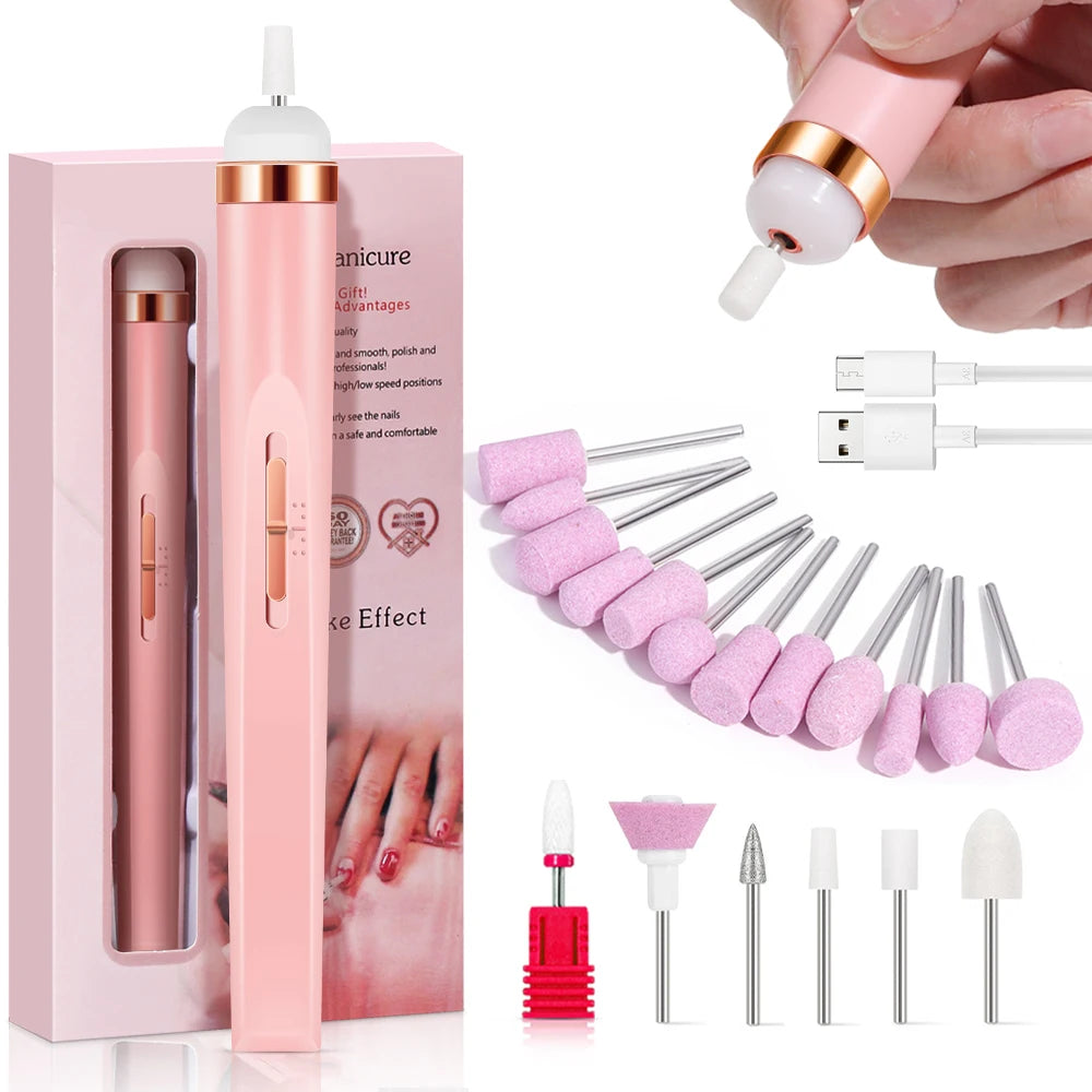 LULAA Electric Nail Drill Kit Rechargeable Cordless Manicure Kit Portable Nail Grinding Polisher for Trim Nails Exfoliating