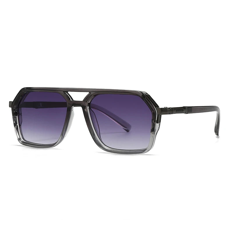 New European and American Style Men's Aviator Glasses, Retro Double Bridge Square Frame Sunglasses, Cross-Border Ready Stock 62013