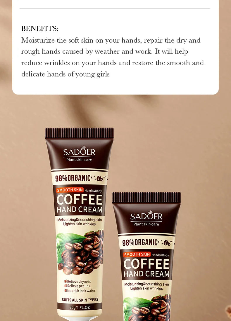 1/2/3/5pcs SADOER Coffee Hand Cream Sets Moisturizing Nourishing Whitening Hydrating Hands Skin Care Products