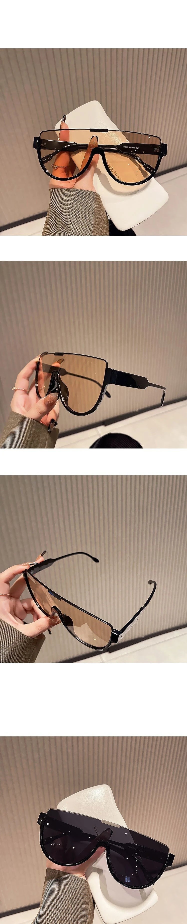 KAMMPT Vintage Semi-round Sunglasses Women Fashion Monoblock Outdoor Goggle Shades Ins Trending 2023 New Design UV400 Eyewear