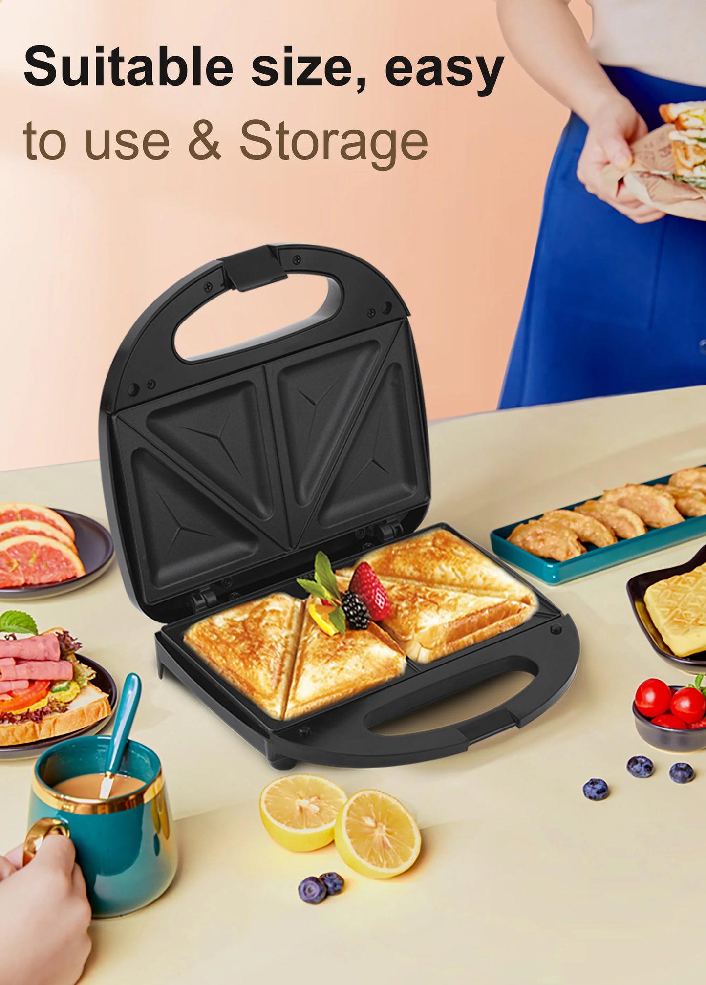 Electric Waffle Maker Panini 750W Sandwich Maker Cooking Kitchen Appliances Breakfast Waffles Machine Non-stick Iron Pan Sonifer