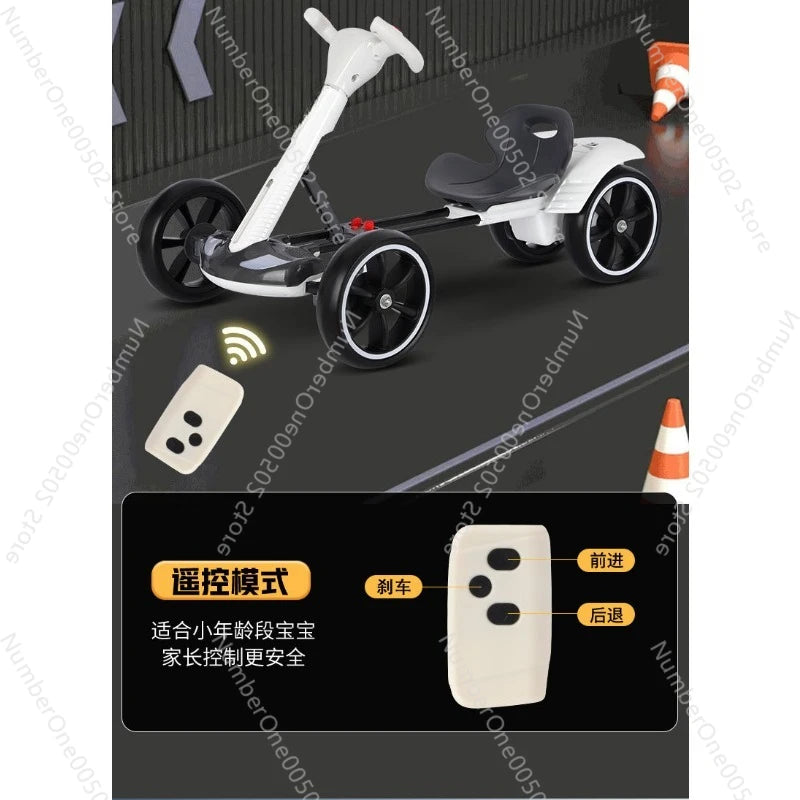 Children's electric kart electric four-wheeler foldable adults can sit in a portable children's car