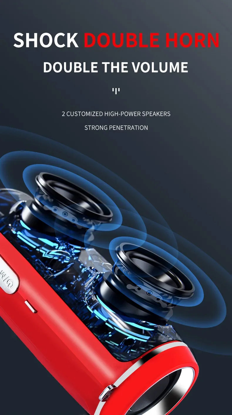 Portable Wireless Bluetooth Speaker 3D Stereo Surround Speaker Outdoor FM Radio Multifunctional Pillar Waterproof TWS Subwoofer