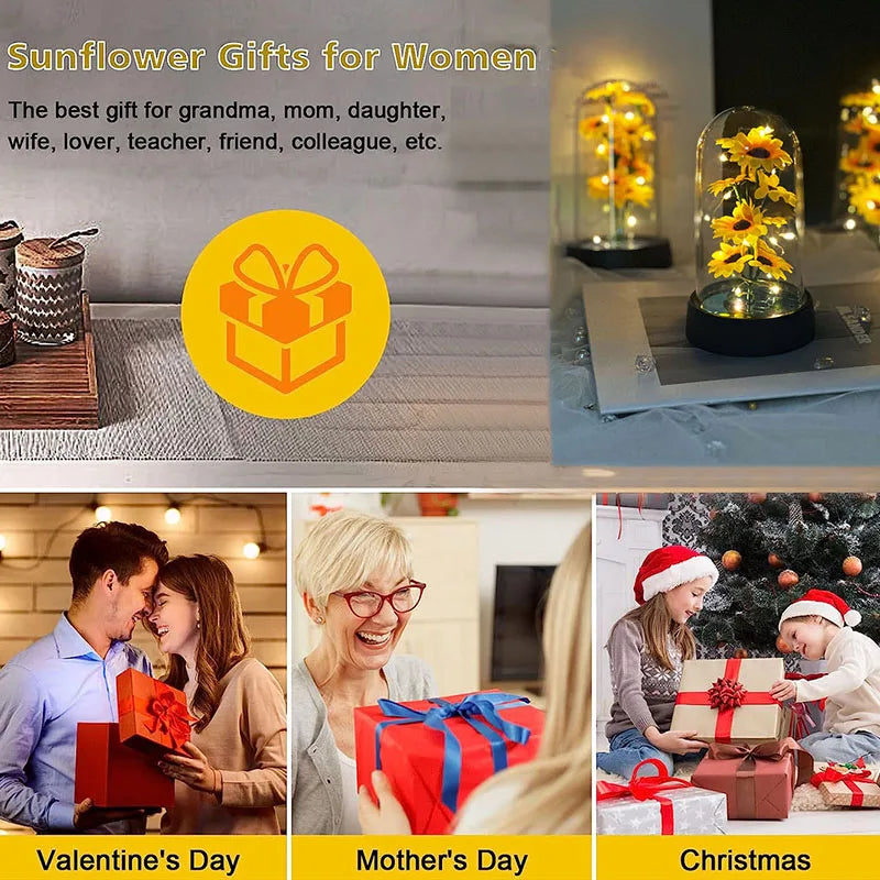 Artificial Sunflower Plastic Set Valentine's Day Mother's Day Eternal Flower Gift Birthday Gift Can Light Up