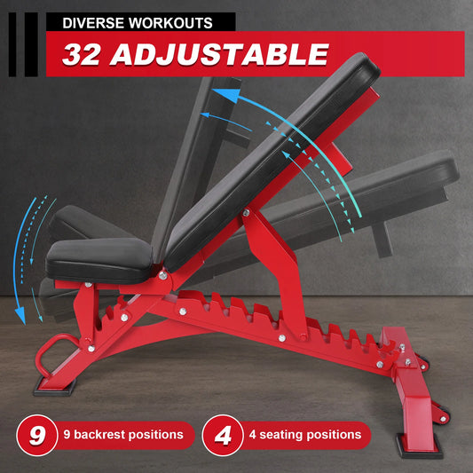 Workout Bench Adjustable Incline Decline Bench for Garage and Home Gym Workouts