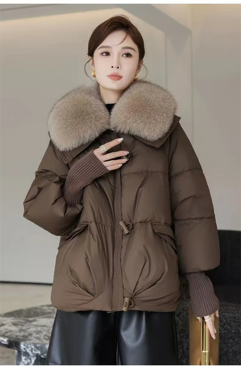 2024 New Loose Ladies Cropped Jacket Winter Woman Parka Overcoat Korean Fashion Female Ultra Light Warm Coat