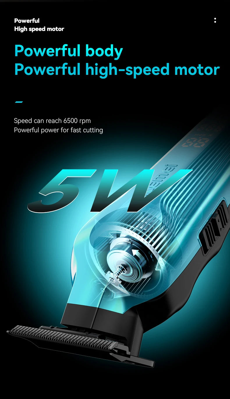 kemei Salon Rechargeable Trimmer Clipper High Speed Motor Barber Hair Trimmer Clipper KM-264