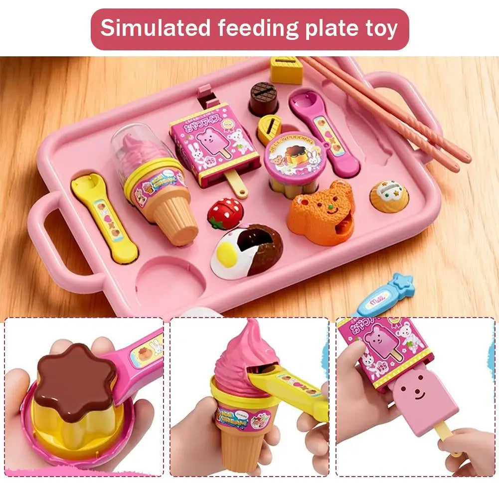 NEW Food Feeding Pudding Feeding Ice Cream Toy Set Early Education Food Platter Role Play Fun Children Girl Play House Toys Gift