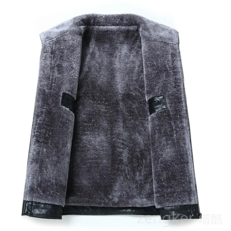 Large size men's PU leather jacket male tide winter extra large men loose man leather jacket fleece 7XL 6XL waterproof jacket