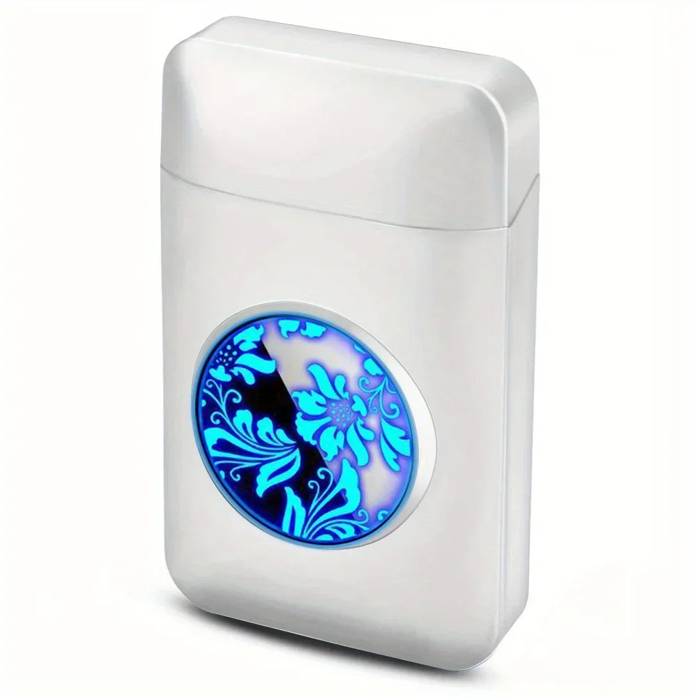 Regular 84mm Cigarette Case Box LED Display Resin Metal Tobacco Holder Magnetic Flip Cigarette Storage Box Gadgets for Men