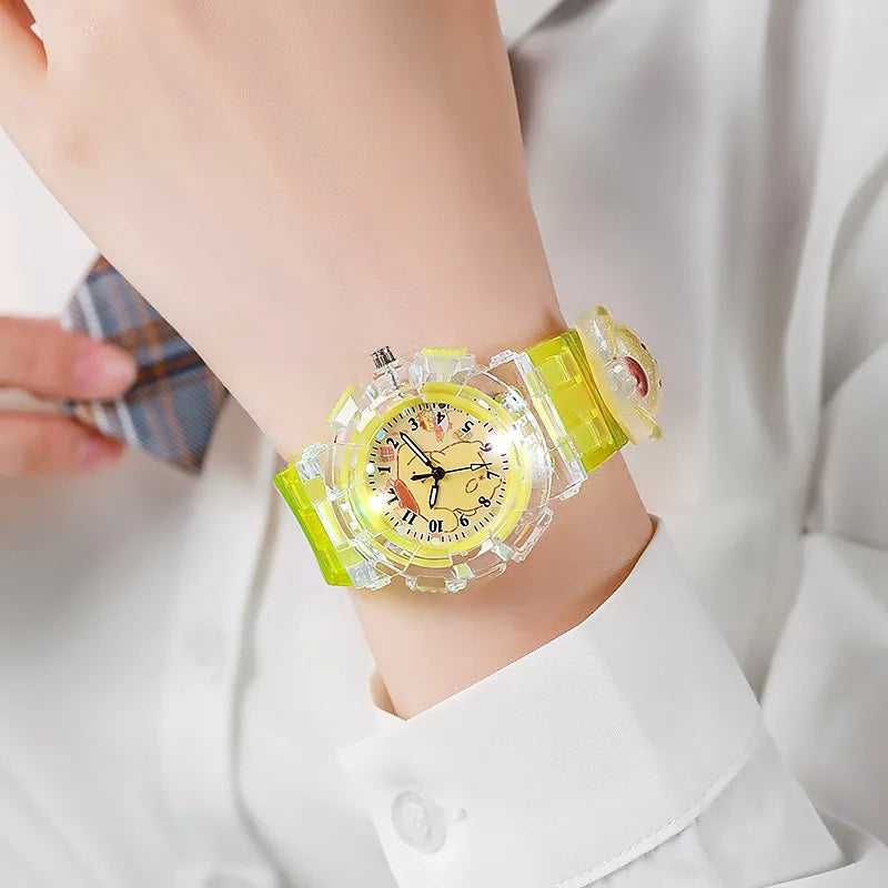 Sanrio luminescence Cinnamoro Kuromi 3D Pattern Child Wrist Watch Cute Watch Cartoon Christmas Watchband Kids Gift