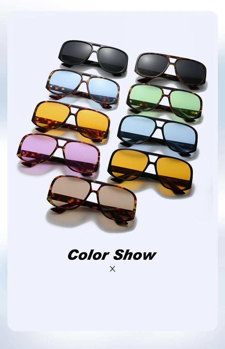 Hiking Camping Oversized Women Double Bridges Anti Light Glasses Fashion Outdoor Driving Eyeglasses Beach Travel UV400 Shades